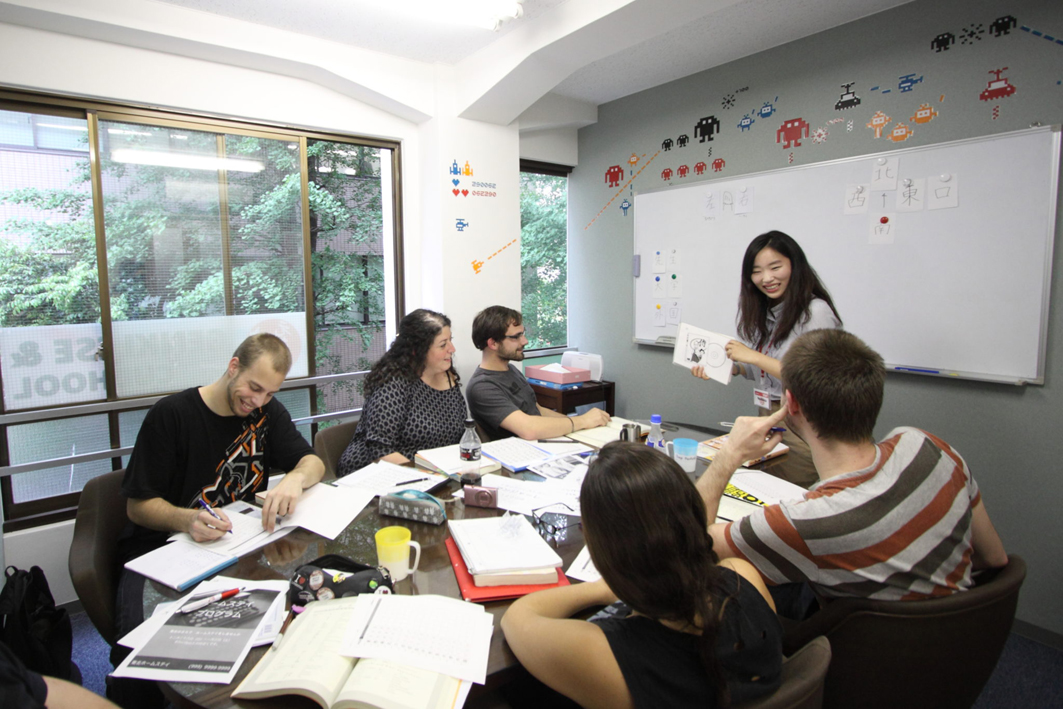 foreign students learing Chinese in a small group class in China